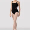 Ladies Boutique Mesh Panel Camisole Leotard -Fashion Clothing L9927B BLK FRONT