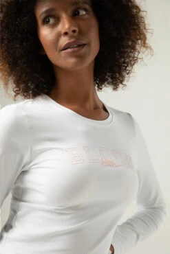 Ladies Heritage Bloch Print Fitted Long Sleeve Tee -Fashion Clothing ZLW5114 WHT 11